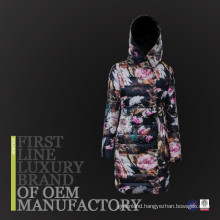 2017-2018 Fashion And Beautiful Design Add Waterproof Function Winter Goose Down Jacket Printed Women Made In China